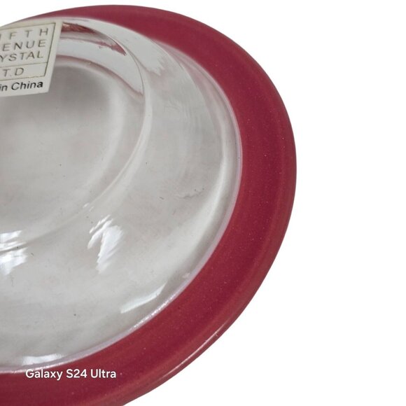 Fifth Avenue Crystal Ltd. Red Rim Clear Votive Candle Holder Tealight Home Decor - Picture 6 of 8